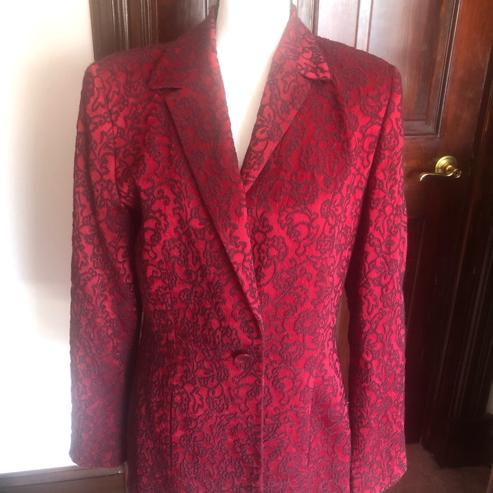 Tahari vintage Red Brocade Jacket